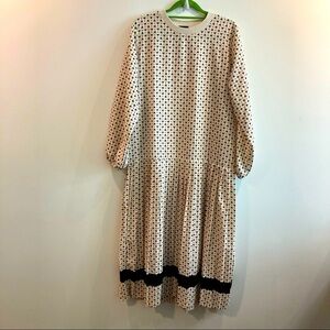 ALPHA Sz L Drop Waist Pleated Skirt Balloon Sleeves Made in Korea  Dress